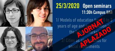 Seminaris oberts “Models educació 0-3 i participació” i “Cities as playgrounds for social experiments”