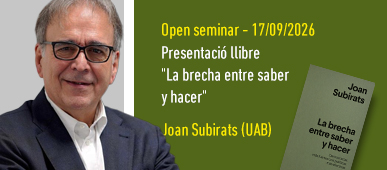 Open Seminar Joan Subirats presentació nou llibre
